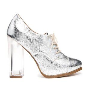 ASOS Power Trip Silver High Heel Oxford 9M New in Box